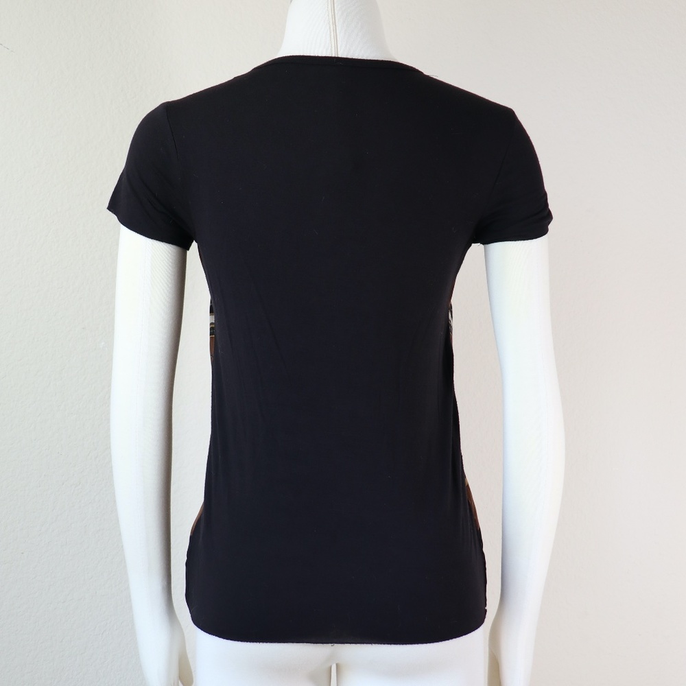 Short sleeve top w/silk front & black tee back - Picture 2 of 11
